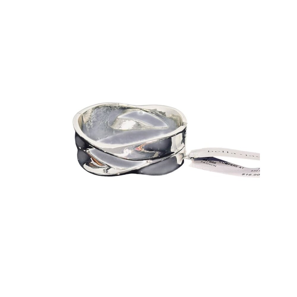 Bella Jack Silver Tone Hinged Clamper Bangle Bracelet (6229)